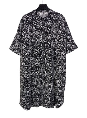 H1034时尚豹纹宽松衬衫裙2025新款女装插肩袖侧边袋中长款连衣裙