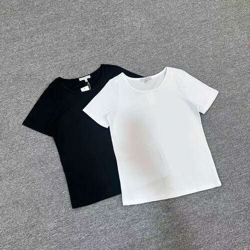 C7192新款基础款纯色圆领短袖T恤女修身显瘦百搭简约日常内搭