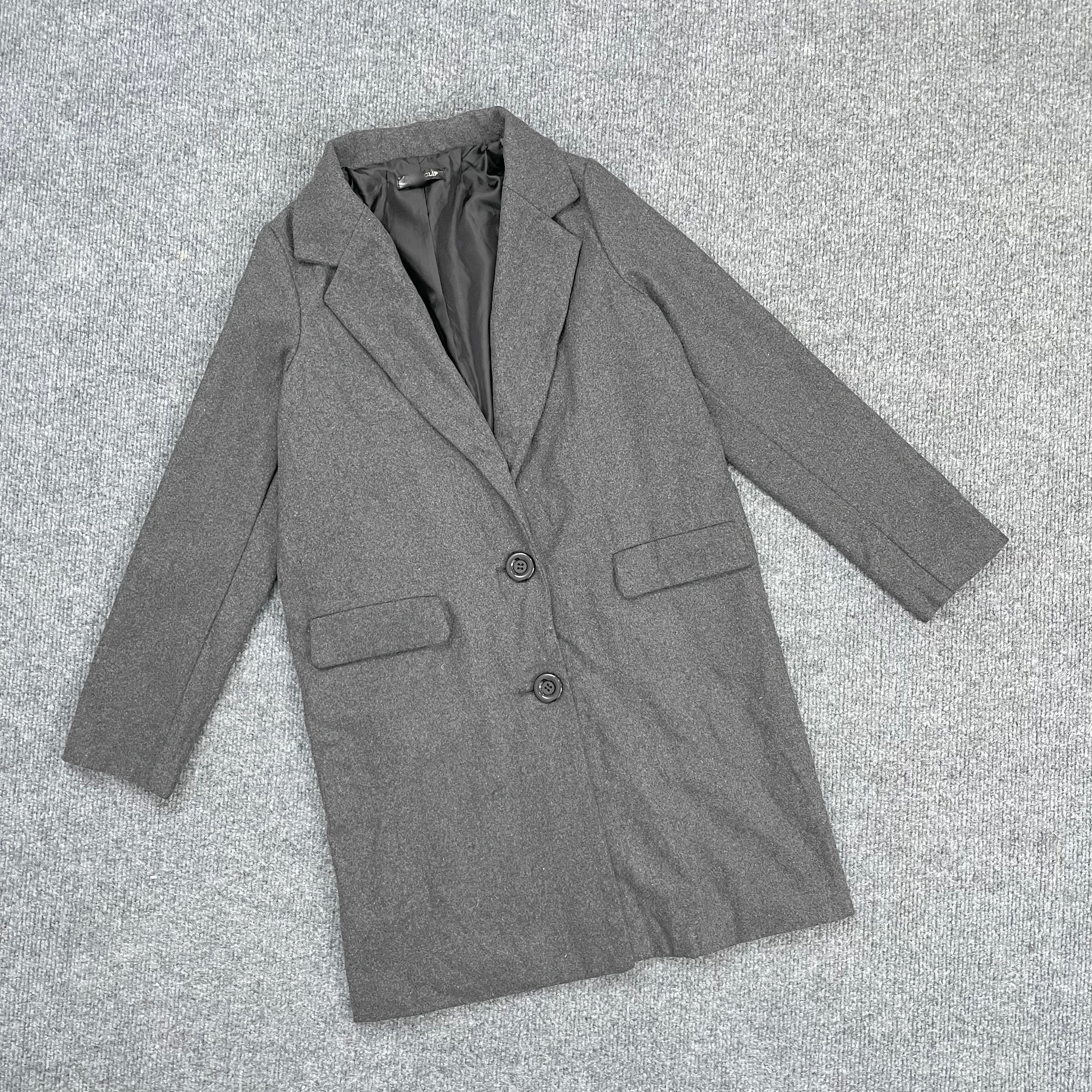 K6038日单新款女装西装领气质毛呢外套秋冬通勤中长款呢子大衣