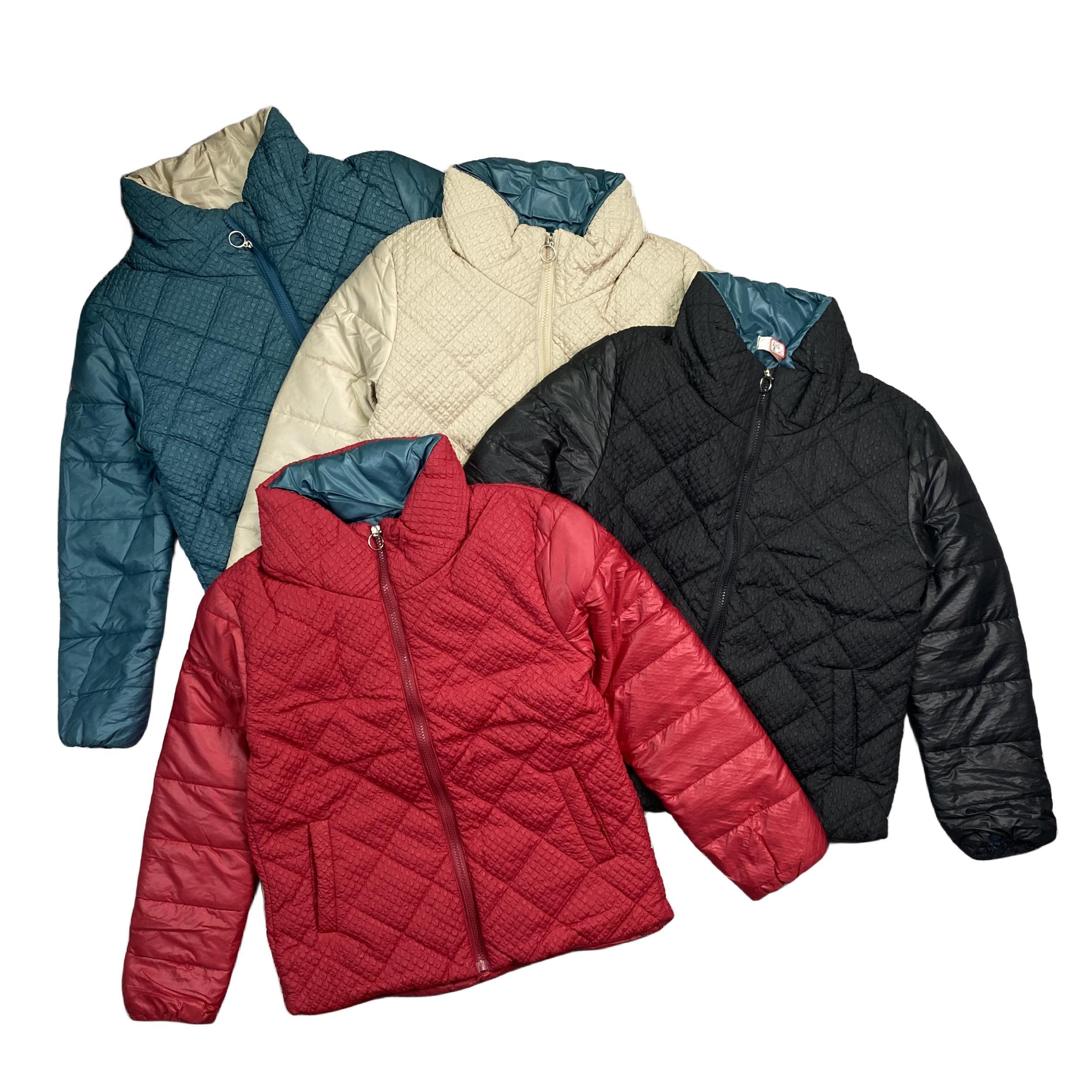 A1096冬季新款女装立领菱格夹棉保暖棉衣时尚拼接压花妈妈装棉服