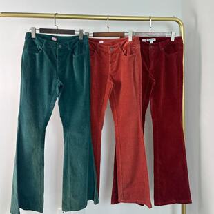 子 高腰显瘦直筒宽松阔腿百搭裤 K7028新款 复古灯芯绒微喇休闲裤