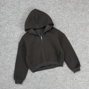 B7192简约纯色连帽卫衣2025日单新款女装落肩袖运动休闲拉链外套