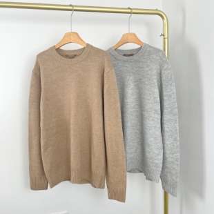毛衣休闲保暖圆领针织衫 长袖 简约宽松纯色百搭男士 K6002秋冬新款