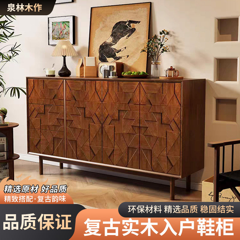 中古风家具法式复古实木入户鞋柜餐边柜