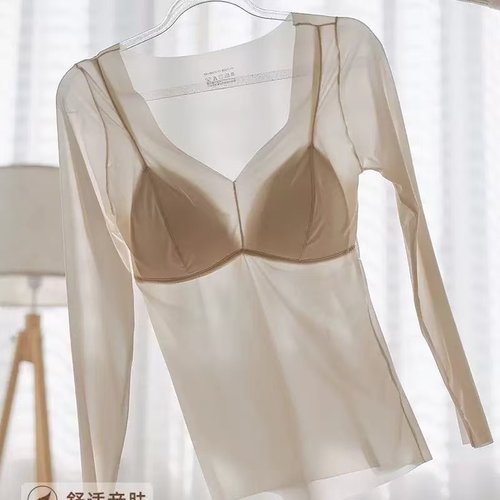 打底衫带胸垫隐形保暖内衣女