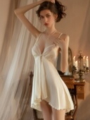 蕾丝火辣纯欲风吊带睡裙套装 维多利亚性感睡衣女2024新款 冰丝薄款