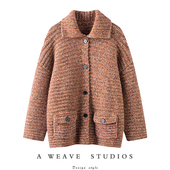 这版 上衣 女针织开衫 我沦陷了 纯羊绒复古翻领慵懒风简约气质款