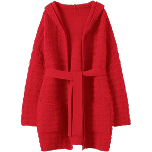 隆重推荐!这件入手真是选对了~纯羊绒时尚连帽开衫加厚毛衣外套