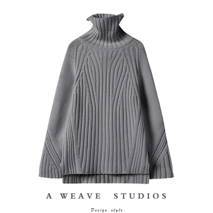 真不吹！随便穿搭～灰色高领100羊绒毛衣加厚慵懒宽松纯羊绒衫女