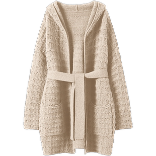 隆重推荐!这件入手真是选对了~纯羊绒时尚连帽开衫加厚毛衣外套