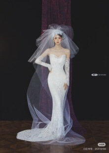 新娘法式复古蕾丝流苏帽纱头纱高级感头饰影楼婚纱摄影旅拍配饰