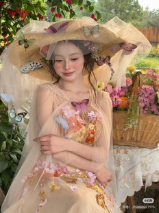 香槟色抓纱法式帽子头纱礼帽旅拍样片头饰森系结婚拍照写真头饰