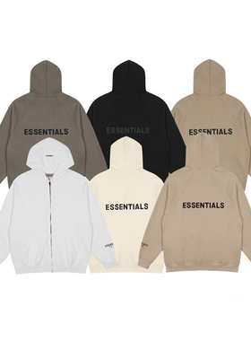 FOG FEAR OF GOD ESSENTIALS 20S复线反光卫衣加绒拉链外套连帽衫