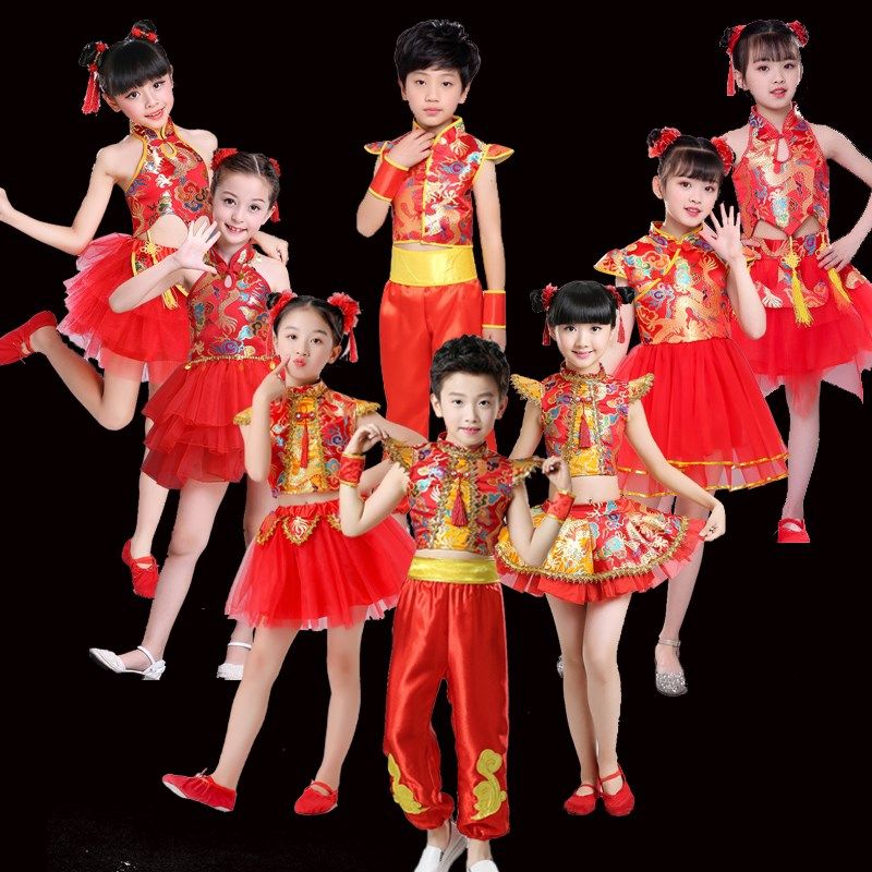 小荷风采梦娃演出服吉祥娃娃幼女儿童中国红福娃我的梦舞蹈表演服