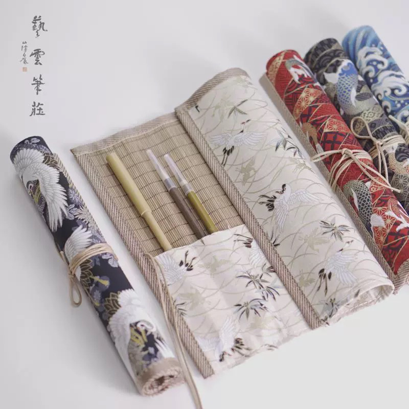 高档毛笔笔帘卷笔袋竹制笔帘笔袋收纳帘笔卷保护毛笔收纳毛笔用品