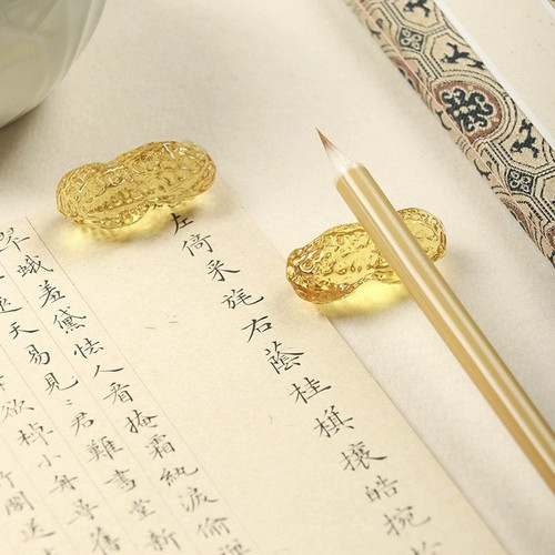 花生笔搁毛笔架笔托毛文房四宝创意书房摆件笔托笔枕水晶书法用品