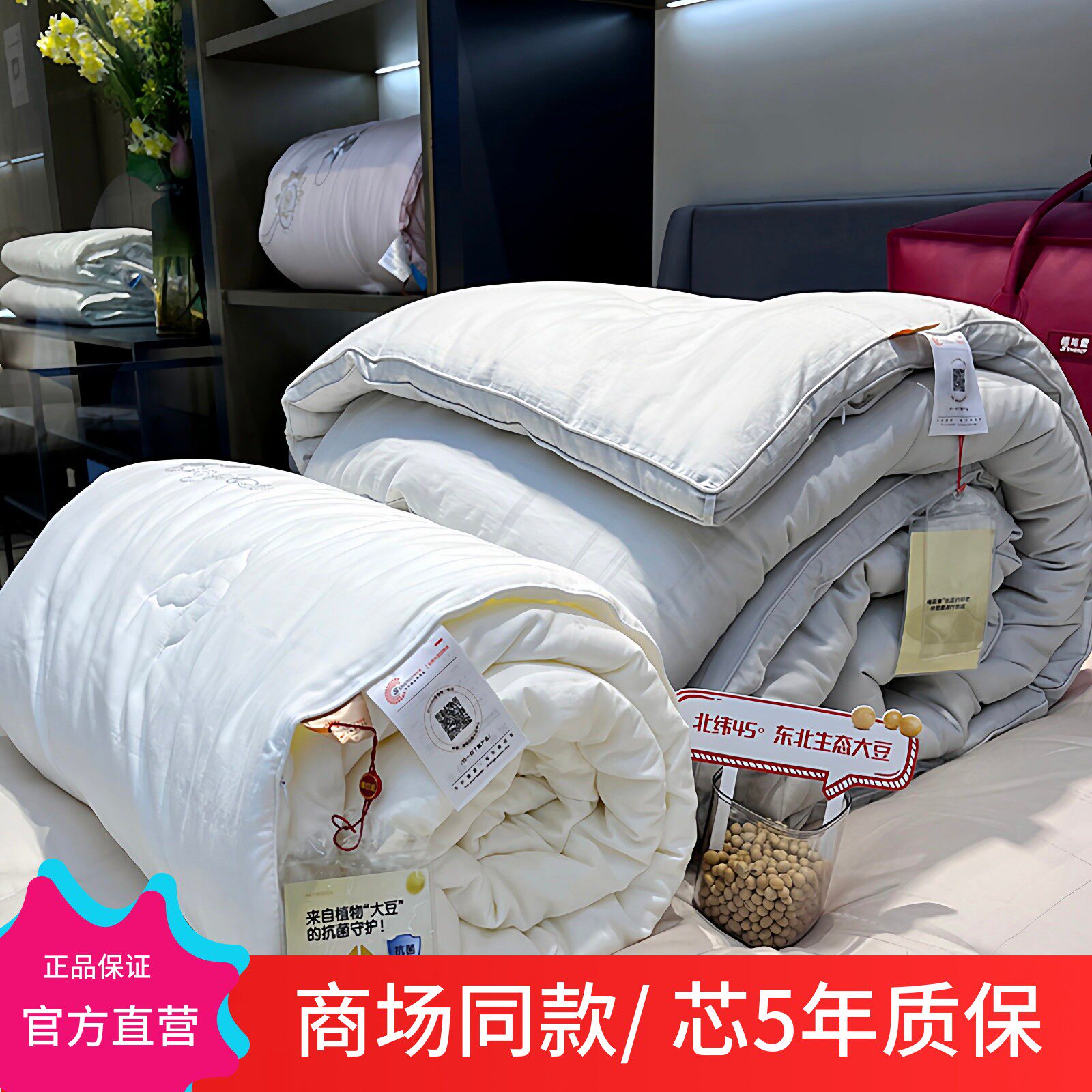 60支全棉大豆蛋白纤维被春秋被5斤四季被加厚冬被8斤双人抗菌被芯