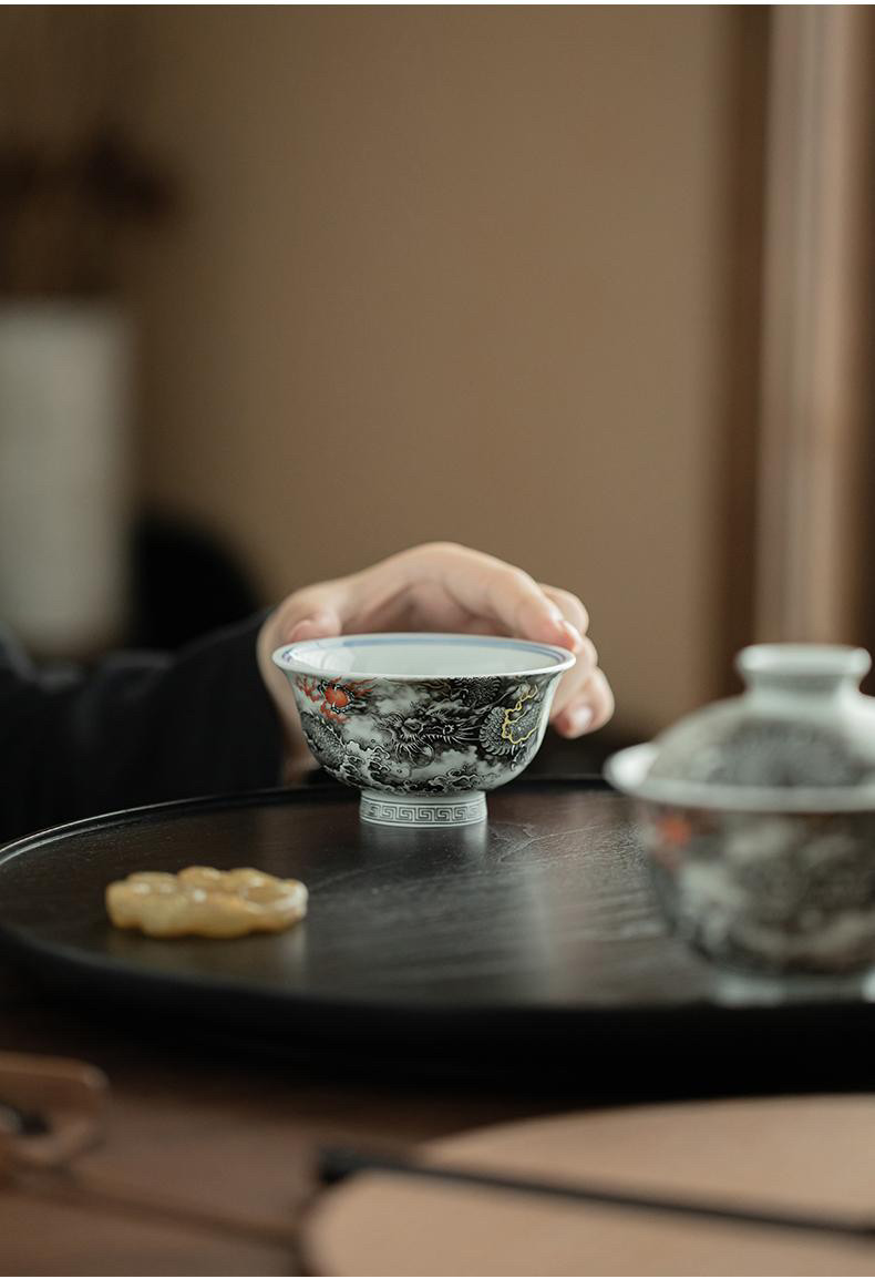 七丞堂仿古泥墨彩龙纹主人杯陶瓷功夫茶具品茗杯个人专用杯压手杯,餐饮具,茶杯,淘宝优惠券,粉丝福利购,淘宝优惠卷