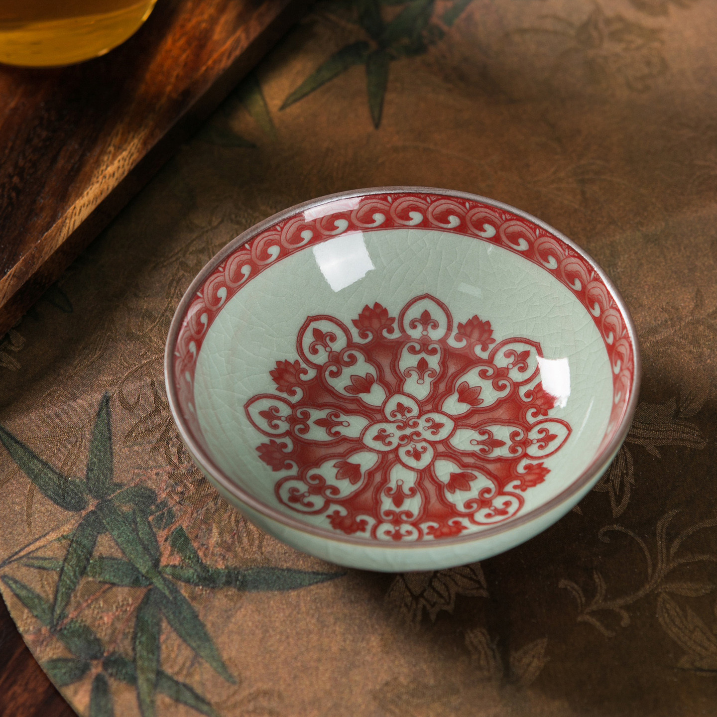 景德镇老陶泥釉下红宝相普洱杯开片家用个人主人杯茶具茶碗水杯