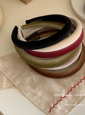 【Follow】秋冬新款美拉德丝绒质感法式窄版纯色高颅顶海绵发箍