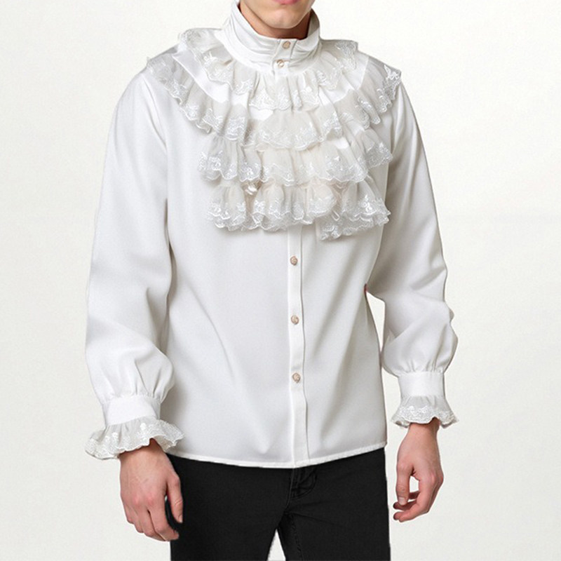 中世纪文艺复兴荷叶边褶皱衬衫