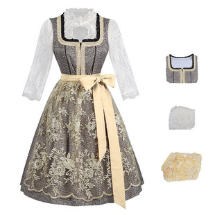 万圣节女士派对服连衣裙三件套 Cosplay女仆装连衣裙围裙上衣套装