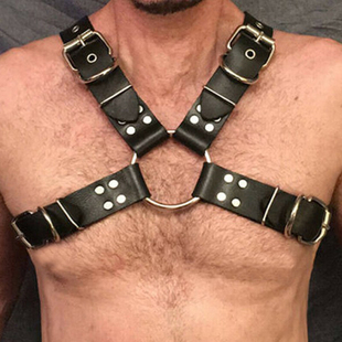 男士胸前大圆环连接肩带 新款衬衫装饰束腰带中世纪舞台演出配饰