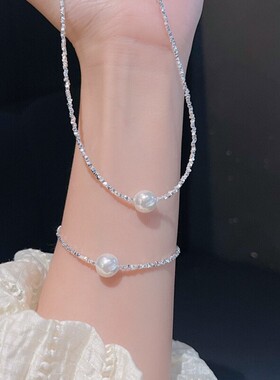 碎银几两项链女新款轻奢高级感珍珠锁骨链送女友礼物