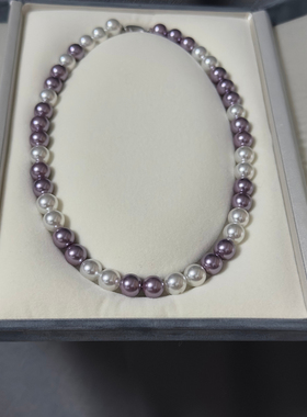 高端贝珠紫色珍珠项链女款毛衣链颈链新款爆款轻奢小众气质锁骨链