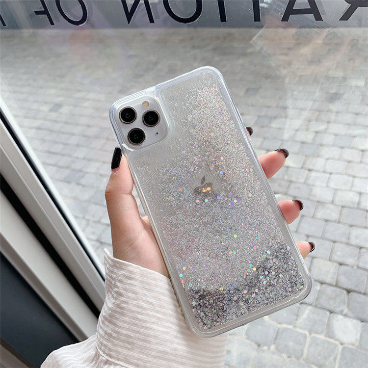 适用华为荣耀OPPO银色流沙星星iPhone15plus手机壳苹果16promax小清新闪粉亮片vivo小米红米保护套