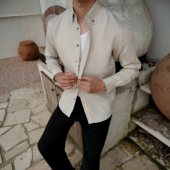 Weight美式 亚麻长袖 衬衫 Light 纯色天丝凉感透气衬衣男士 休闲上衣