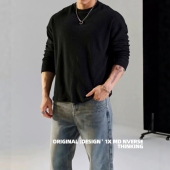 Light Weight肌理宽松显大透气松弛感长袖 T恤男运动休闲健身训练