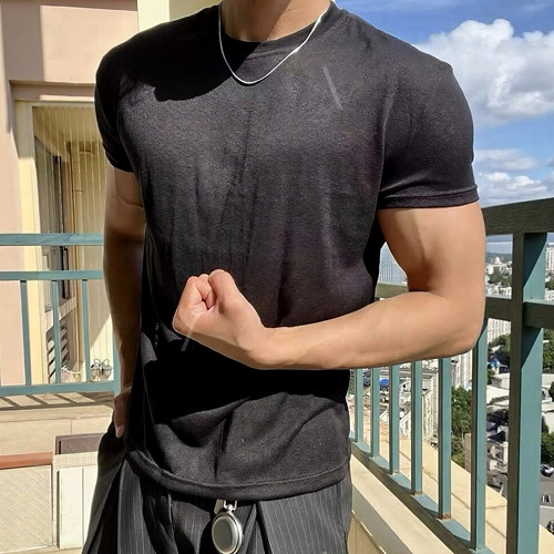 莱赛尔天丝凉感健身短袖T恤男