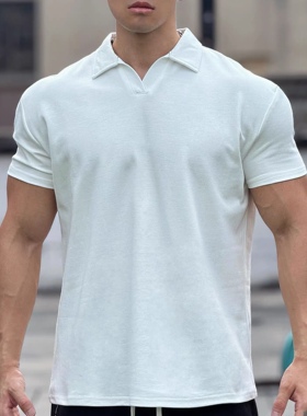 Light Weight夏季新款250g显壮收袖口Polo衫短袖T恤男运动健身