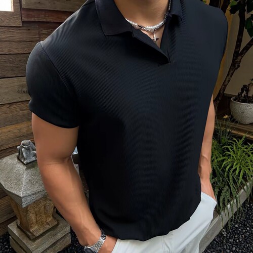 美式海鸥领POLO衫T恤正肩收袖口