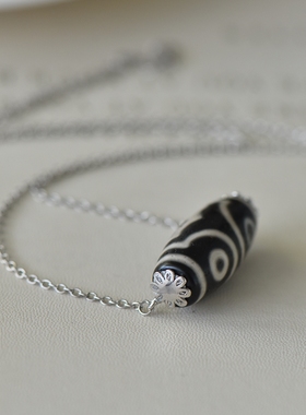 男女款S925纯银桶珠镶嵌项链空托