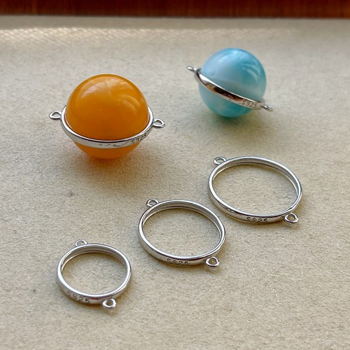 925纯银双耳圆珠包镶穿手链配件