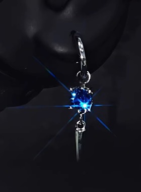 正品爆闪华子耳坠蓝色水晶耳环女水滴形冷淡风高级感百搭耳饰耳扣