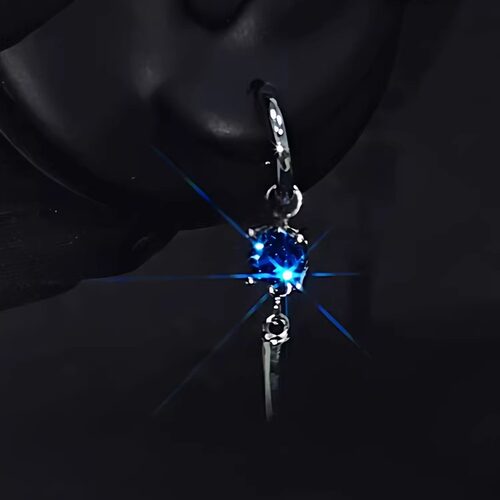 正品爆闪华子耳坠蓝色水晶耳环女水滴形冷淡风高级感百搭耳饰耳扣