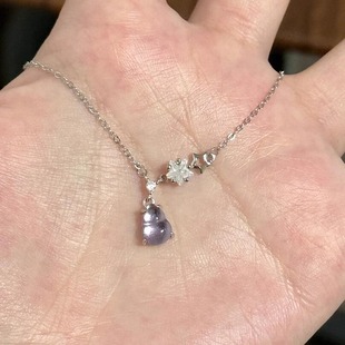 福绿紫宝 紫色葫芦项链女紫水晶设计感轻奢气质锁骨链s925纯银