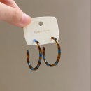 豹纹琥珀色耳圈女秋冬2025新款 高级耳饰复古港风大耳环圈圈 爆款