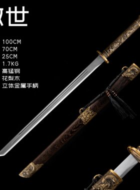 唐刀金属1比1大号唐横刀模型兵器宝剑高锰钢花纹练习龙泉未开刃