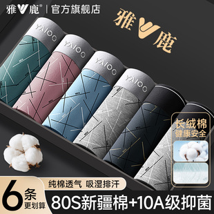 内裤 衩2025新款 男生纯棉抗菌裆平角短裤 透气四角裤 头男款 雅鹿男士