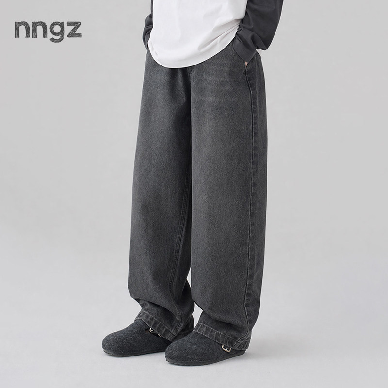 NNGZ2026秋季新款女童全棉做旧水洗软牛仔裤洋气廓形儿童直筒裤子图片
