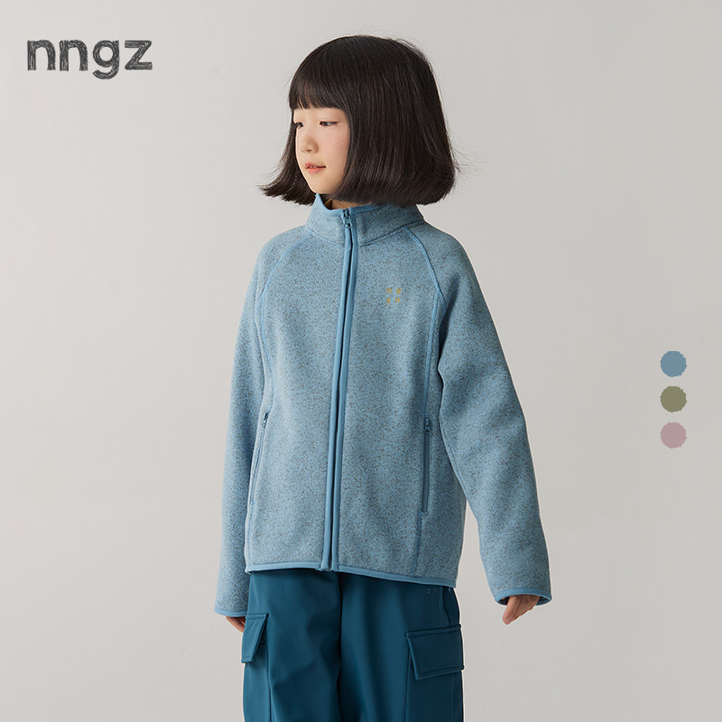 NNGZ山系户外女童抓绒卫衣开衫秋季洋气儿童针织外套保暖校服内搭 - 实物图