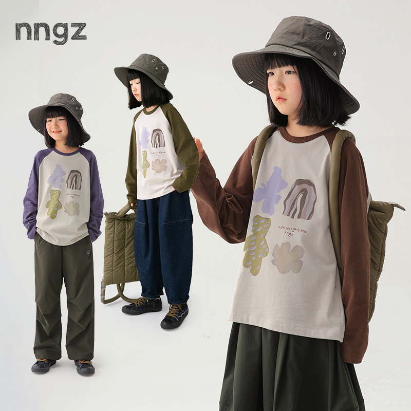 NNGZ会呼吸的全棉卫衣春季玩偶印花女童早春上衣儿童百搭山系秋装