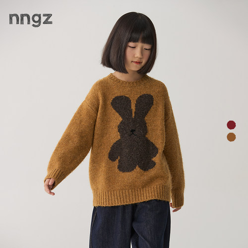 nngz玩偶提花女童含羊毛毛衣保暖舒适秋冬儿童针织衫童装百搭上衣