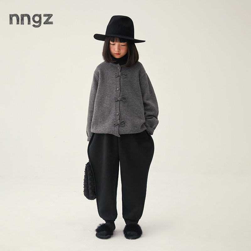 NNGZ设计师风女童立裁运动裤秋季儿童空气层束脚裤童装百搭卫裤