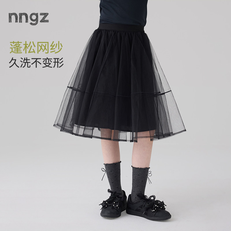 NNGZ设计师风女童廓形网纱半身裙子26秋季新款洋气时髦儿童蓬蓬裙图片