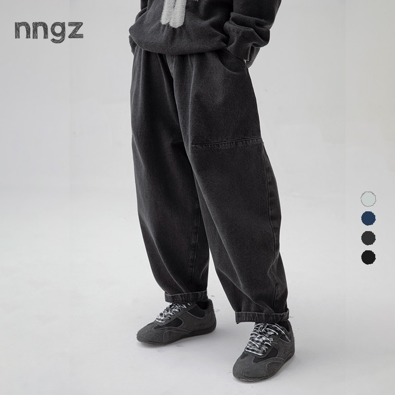 NNGZ设计师风女童牛仔裤儿童宽松休闲气球裤童装春季时髦萝卜裤子